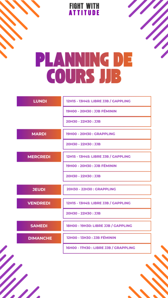 Planning JJB Adulte et 100% Féminin